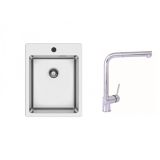 NERJAVNO POMIVALNO KORITO SINK SOLUTION CORDOBA SET Z ARMATURO