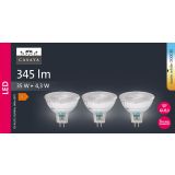NIZKONAPETOST.LED ŽARNICA CASAYA 3 KOSI REFL. MR16 4.3W 38 350LM 3000K