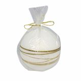 NOVOLETNA SVEČA MULLER GOLDEN RINGS OKROGLA 100 MM PERLA BELA