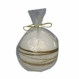 NOVOLETNA SVEČA MULLER GOLDEN RINGS OKROGLA 100 MM PERLA BELA