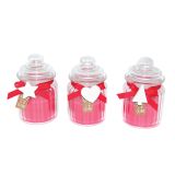 NOVOLETNA SVEČA V STEKLENEM KOZARCU S POKROVOM 7.5X12.5 CM RDEČ