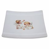 NOVOLETNI SVEČNIK GLOSSTYLE KROŽNIK 19X19 CM Z ANGELI KERAMIČNI