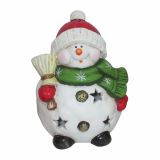 NOVOLETNI SVEČNIK GLOSSTYLE SNEŽAK 13 CM ZA ČAJNO SVEČKO 9X9X13 CM