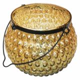 NOVOLETNI SVEČNIK GLOSSTYLE STEKLENA LANTERNA ZLATA 11*9CM