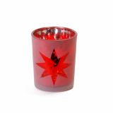 NOVOLETNI SVEČNIK R+W KOZARČEK RDEČI 4.5X6 CM STEKLENI