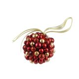 OKRASEK ZA JELKO DECORIS FI 9 CM S PERLAMI RDEČE/ZLAT
