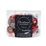 OKRASEK ZA JELKO DECORIS FIGURE BELE/RDEČE/SREBRNE STEKLENE, SIJOČE 12/1