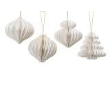 OKRASEK ZA JELKO DECORIS PAPIRNI BEL 8X8 CM SORTIRANO