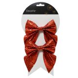 OKRASEK ZA JELKO DECORIS PENTLJA RDEČA 2/1 12X13 CM