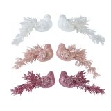 OKRASEK ZA JELKO DECORIS PTIČKI 4 CM ROZA, BELI SORTIRANO