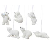 OKRASEK ZA JELKO DECORIS SEVERNI MEDVEDEK, 6 CM BEL, SORTIRANO