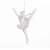 OKRASEK ZA JELKO GLOSSTYLE BALETKA BELA/SREBRNA 15 CM AKRILNA