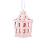 OKRASEK ZA JELKO GLOSSTYLE HIŠICA 11 CM ROZA BARVE Z LED LUČKO