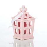 OKRASEK ZA JELKO GLOSSTYLE HIŠICA 11 CM ROZA BARVE Z LED LUČKO