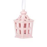 OKRASEK ZA JELKO GLOSSTYLE HIŠICA 11 CM ROZA BARVE Z LED LUČKO