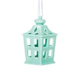 OKRASEK ZA JELKO GLOSSTYLE HIŠICA 11 CM ZELENE BARVE Z LED LUČKO