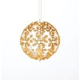 OKRASEK ZA JELKO GLOSSTYLE KROGLA S SNEŽIKAMI ZLATA BELA FI 8 CM