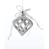 OKRASEK ZA JELKO GLOSSTYLE KROGLA SREBRNA S PENTLJO 7X10 CM SORTIRANO