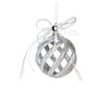 OKRASEK ZA JELKO GLOSSTYLE KROGLA SREBRNA S PENTLJO 7X10 CM SORTIRANO