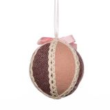 OKRASEK ZA JELKO GLOSSTYLE KROGLA TEKSTILNA 7 CM PREMERA ROZA