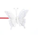 OKRASEK ZA JELKO GLOSSTYLE METULJ BELI NA ŠČIPALKI 15 CM