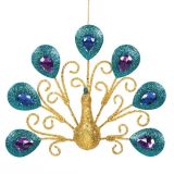 OKRASEK ZA JELKO GLOSSTYLE PAV RAZPRTI 12X3X15 CM MODRO ZLATI