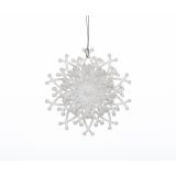 OKRASEK ZA JELKO GLOSSTYLE SNEŽINKA BELA 9 CM PREMERA