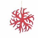 OKRASEK ZA JELKO GLOSSTYLE SNEŽINKA RDEČA 11X 1X12.5CM IZ UMETNE MASE