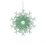 OKRASEK ZA JELKO GLOSSTYLE SNEŽINKA SV. ZELENA 9 CM PREMERA