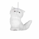 OKRASEK ZA JELKO GLOSSTYLE VISEČA LISICA ALI MEDVED 7 ALI 9 CM VIŠINE BELA