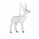 OKRASEK ZA JELKO GLOSSTYLE VISEČI JELEN 13 CM V BELI ALI SIVI BARVI
