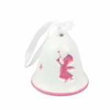 OKRASEK ZA JELKO GLOSSTYLE ZVONEC KERAMIČNI 5 CM BEŽ Z ROZA DEKORJEM