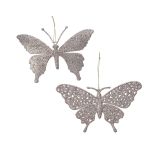 OKRASEK ZA JELKO METULJ 10 CM SORT PERLA