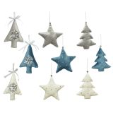 OKRASEK ZA JELKO ZVEZDA/JELKA/, SORT BELE/SIVE/MODRE BARVE