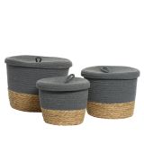 OKRASNA KOŠARA DECORIS FI36X28, RJAVO-SIVA, S POKROVOM