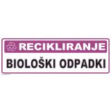 OPOZORILNI ZNAK WALTECO RECIKLIRANJE BIOLOŠKI ODPADKI