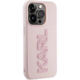 ORIGINALEN KARL LAGERFELD OVITEK IPHONE 15 PRO - LOGO 3D - ROZA ZAŠČITA - KLHCP15L3DMBKCP