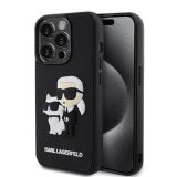ORIGINALEN KARL LAGERFELD OVITEK IPHONE 15 PRO MAX - FULL BODIES 3D - ČRNA TRDA ZAŠČITA- KLHCP15X3DRKCNK