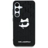 ORIGINALEN KARL LAGERFELD OVITEK SAMSUNG GALAXY S25 5G - MONOGRAM CHOUPETTES HEAD  - ČRNA ZAŠČITA - KLHMS25SPGKLCHPK