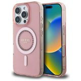 ORIGINALNI GUESS OVITEK GUHMP16LPFTDTEP ZA IPHONE 16 PRO - MAGSAFE - ROZA S KRISTALČKI