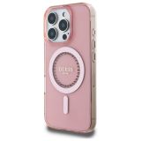 ORIGINALNI GUESS OVITEK GUHMP16LPFTDTEP ZA IPHONE 16 PRO - MAGSAFE - ROZA S KRISTALČKI