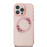 ORIGINALNI GUESS OVITEK GUHMP16SHFWFCP ZA IPHONE 16 - MAGSAFE - FLOWER - ROZA