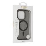 ORIGINALNI GUESS OVITEK GUHMP16SPFTDTEK ZA IPHONE 16 - MAGSAFE - PROZORNO ČRN S KRISTALČKI