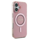 ORIGINALNI GUESS OVITEK GUHMP16SPFTDTEP ZA IPHONE 16 - MAGSAFE - ROZA S KRISTALČKI