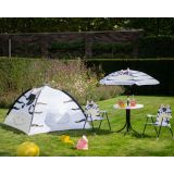 OTROŠKI KAMP STOL DECORIS OTROŠKI SET, ZEBRA MIZA, 2 STOLA, SENČNIK