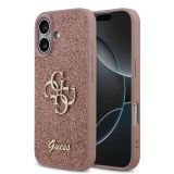 GUESS GUHCP17SHG4SGP SILIKONSKI OVITEK ZA IPHONE 17 - ROZA Z BLEŠČICAMI IN ZLATIM LOGOM