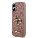 GUESS GUHCP17SHG4SGP SILIKONSKI OVITEK ZA IPHONE 17 - ROZA Z BLEŠČICAMI IN ZLATIM LOGOM