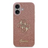 GUESS GUHCP17SHG4SGP SILIKONSKI OVITEK ZA IPHONE 17 - ROZA Z BLEŠČICAMI IN ZLATIM LOGOM