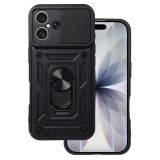 SILIKONSKI OVITEK ARMOR RING Z ZAŠČITO KAMERE ZA IPHONE 17 - ČRN