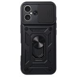 SILIKONSKI OVITEK ARMOR RING Z ZAŠČITO KAMERE ZA IPHONE 17 - ČRN